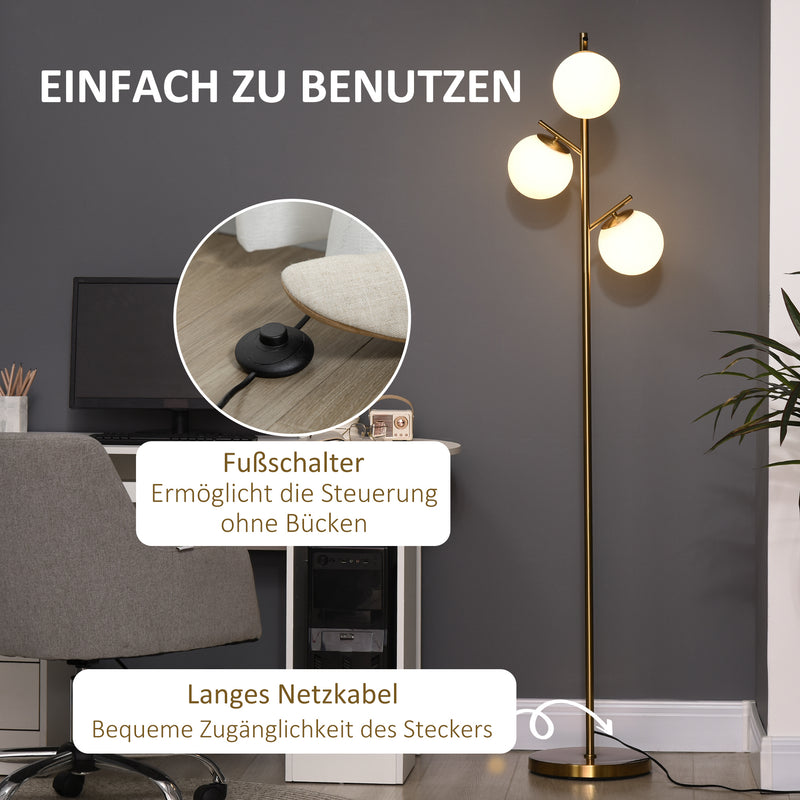 Moderne Stehleuchte mit 3 Glaskugeln für stilvolle Raumbeleuchtung