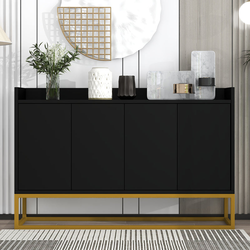 Minimalist Black 4-Door Sideboard Cabinet