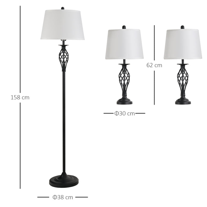Vintage 3-teiliges Lampen-Set mit Steh- und Tischleuchten für stilvolle Raumbeleuchtung
