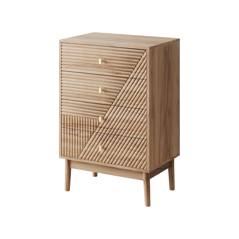 Modern Oak 4-Drawer Storage Cabinet