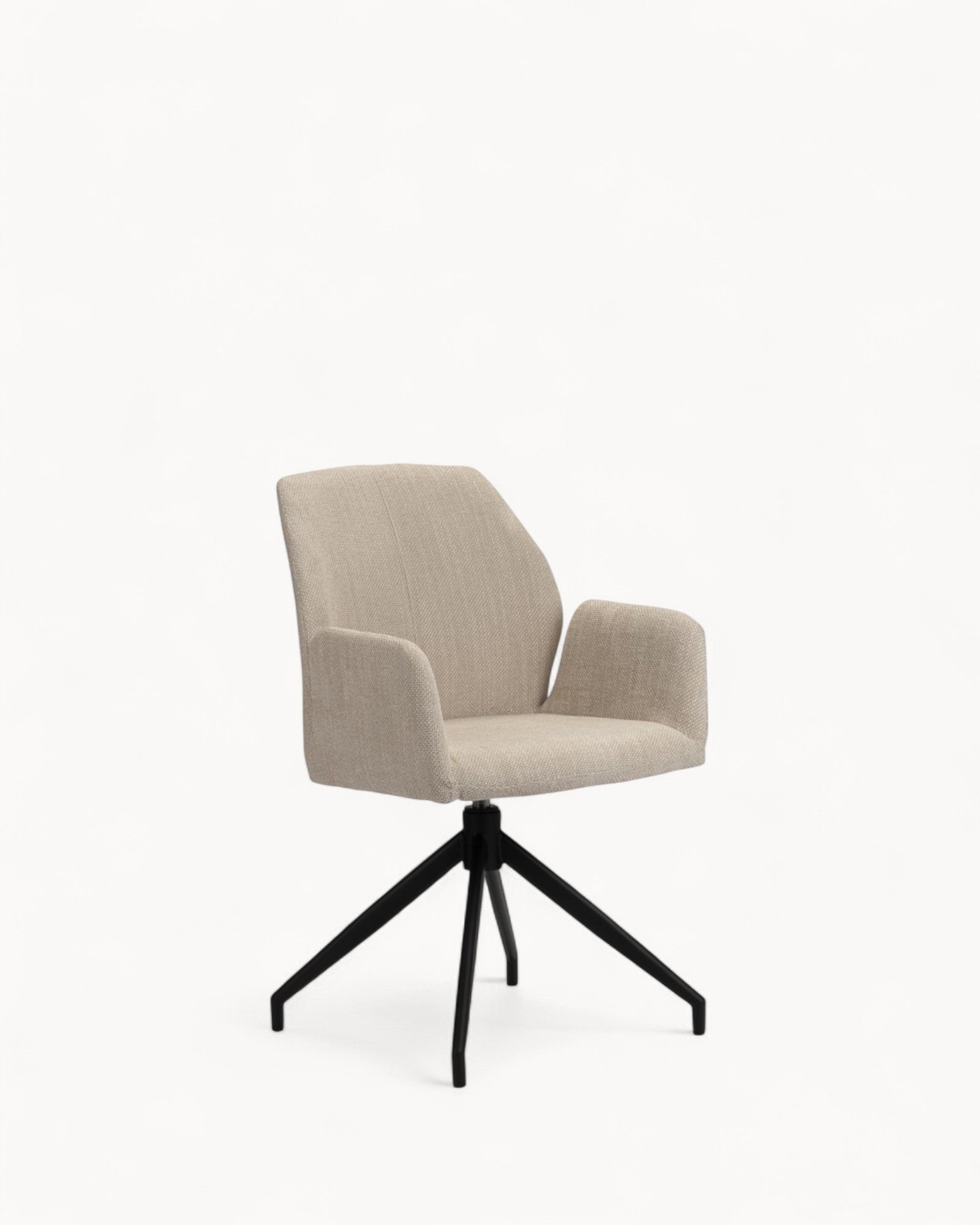 Pole To Pole – Drehstuhl – Modern Beige Stoff – 360° drehbar – Schwarze Stahlbeine