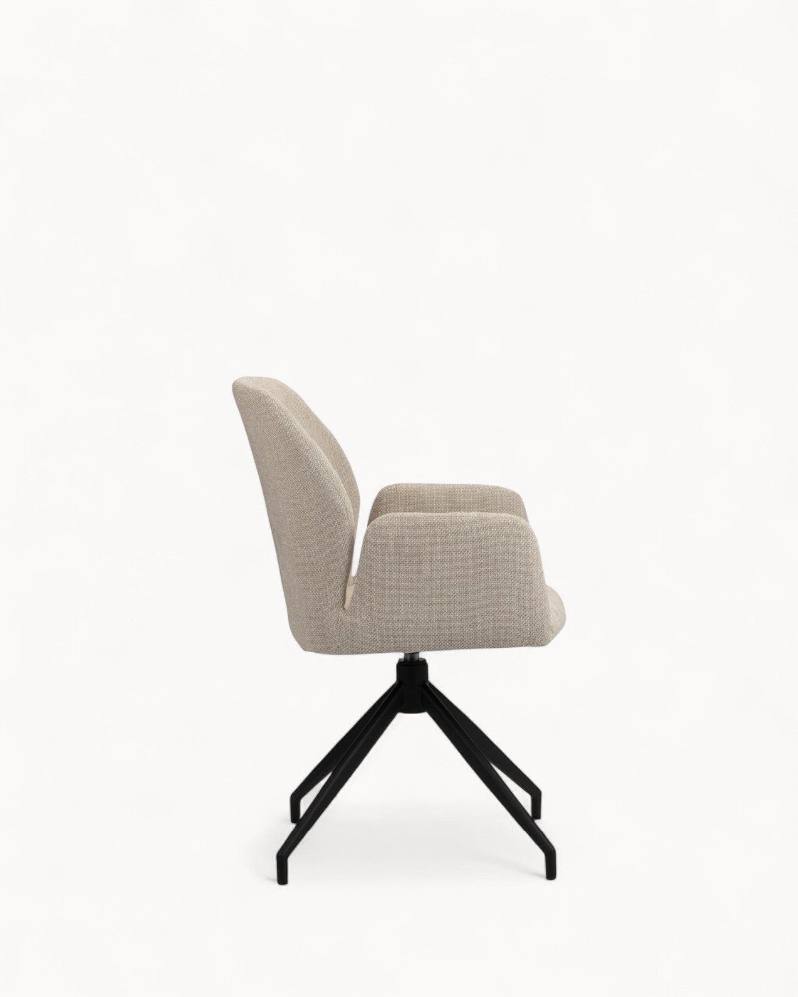 Pole To Pole – Drehstuhl – Modern Beige Stoff – 360° drehbar – Schwarze Stahlbeine