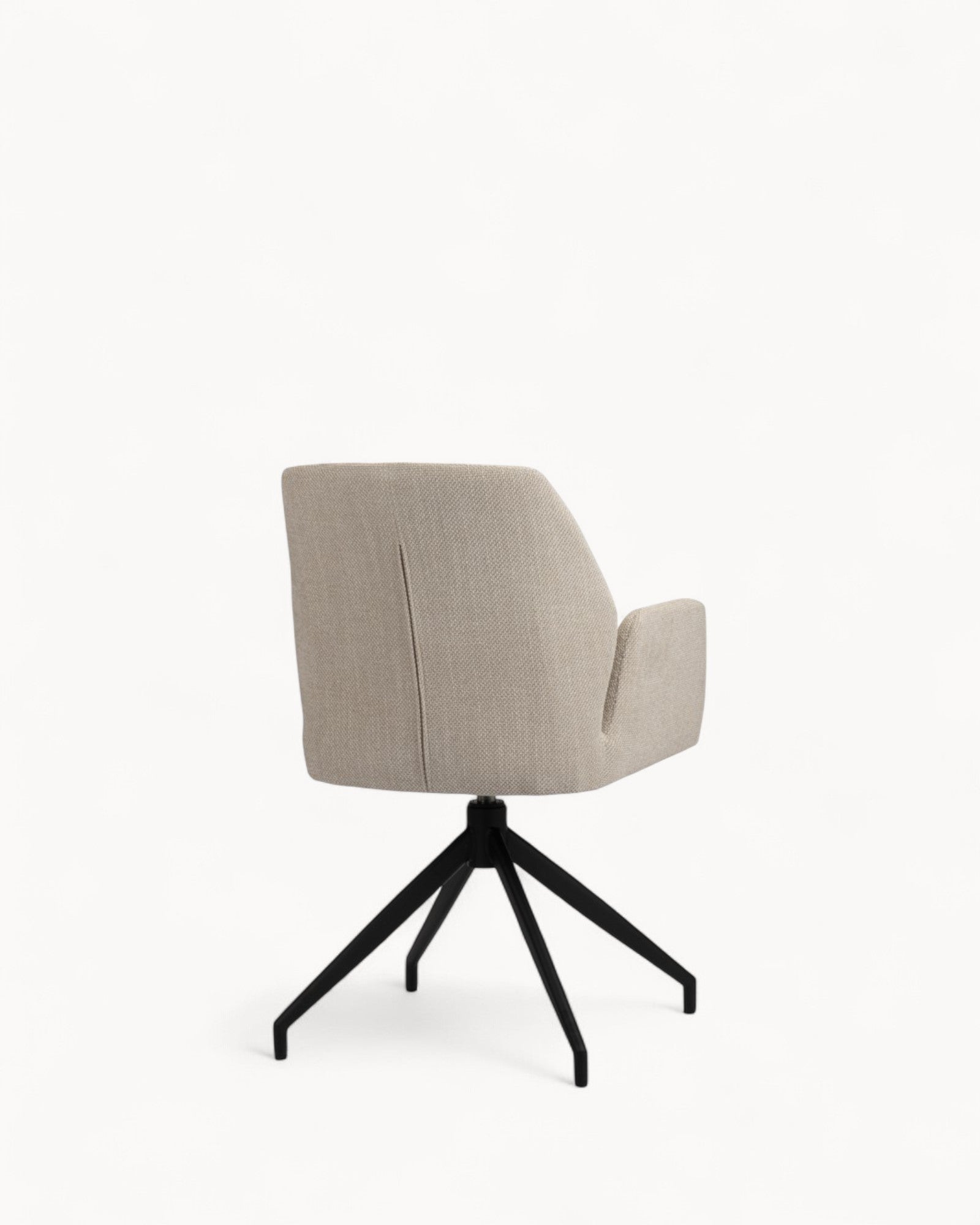Pole To Pole – Drehstuhl – Modern Beige Stoff – 360° drehbar – Schwarze Stahlbeine