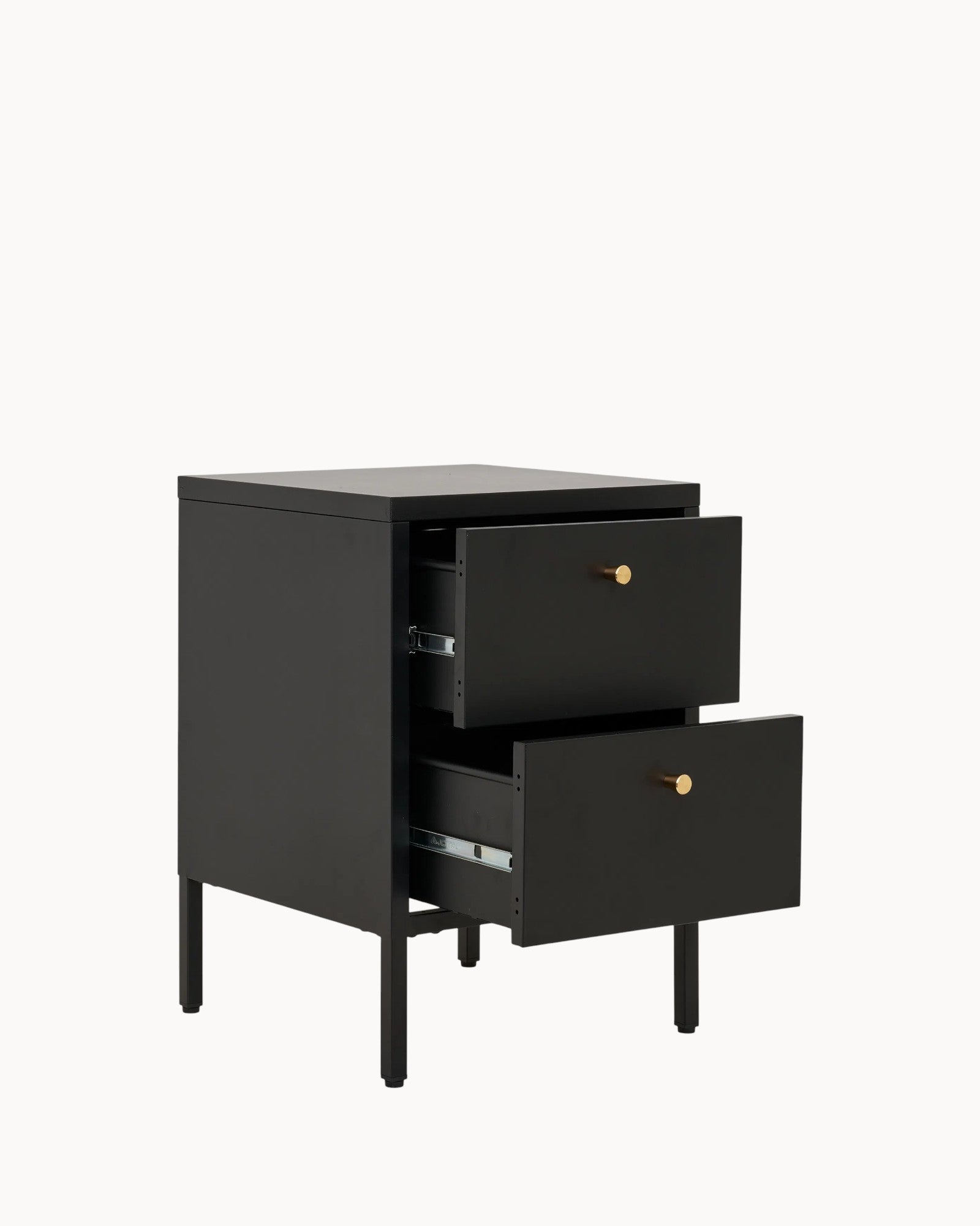 Kommode mit 2 Schubladen aus Stahl – Schwarz – 40x40x60 cm