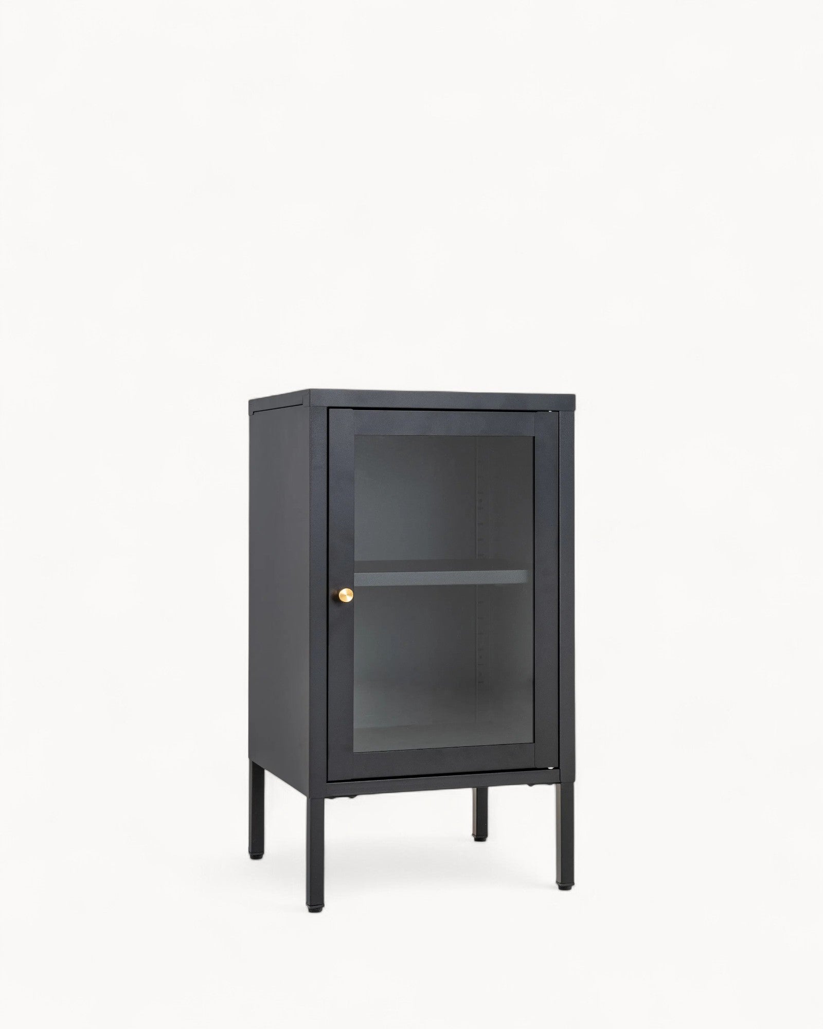 Metallschrank mit Glastür – Schwarz – 38x35x70 cm – Modernes Design