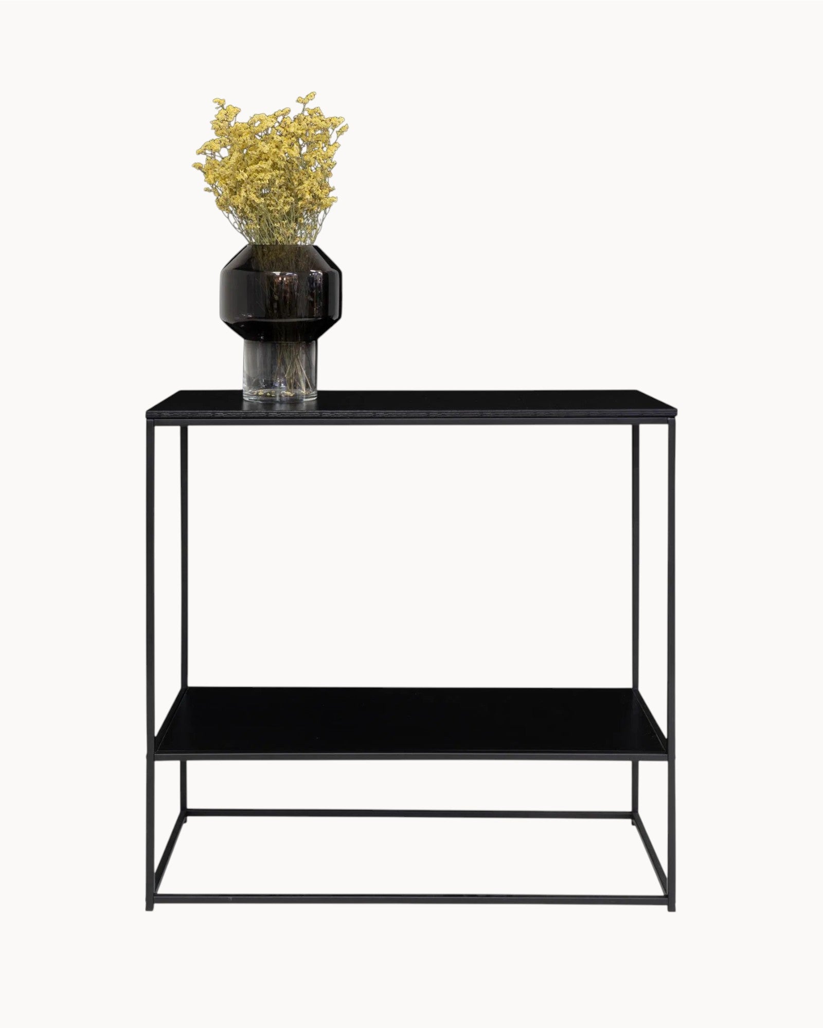 Konsole Tisch – Schwarz – Metallgestell – 80x36x80 cm – 2 Ablagen