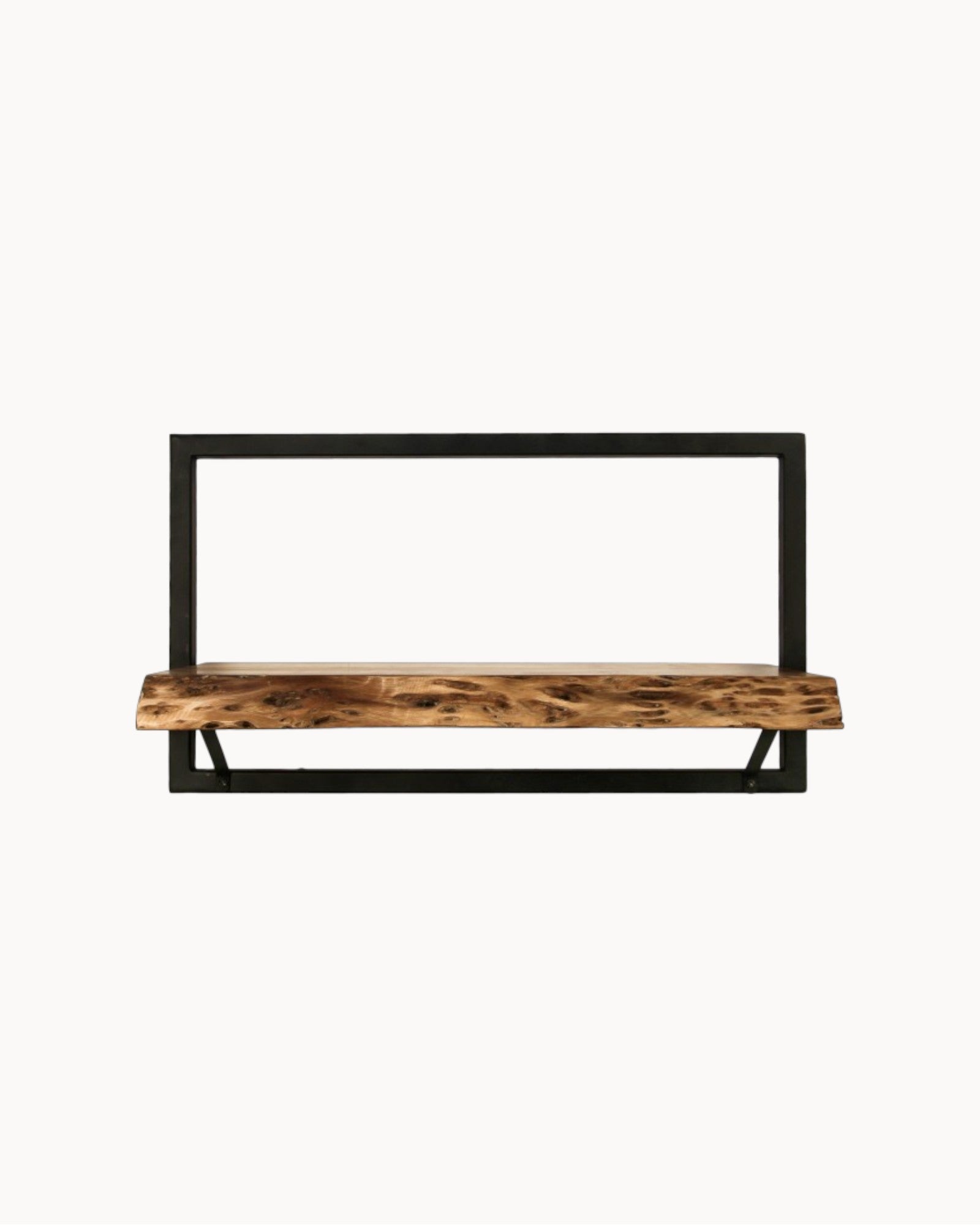 HSM Collection – Wandregal Levels Live Edge – Akazie/Schwarz – 56x22x32 cm