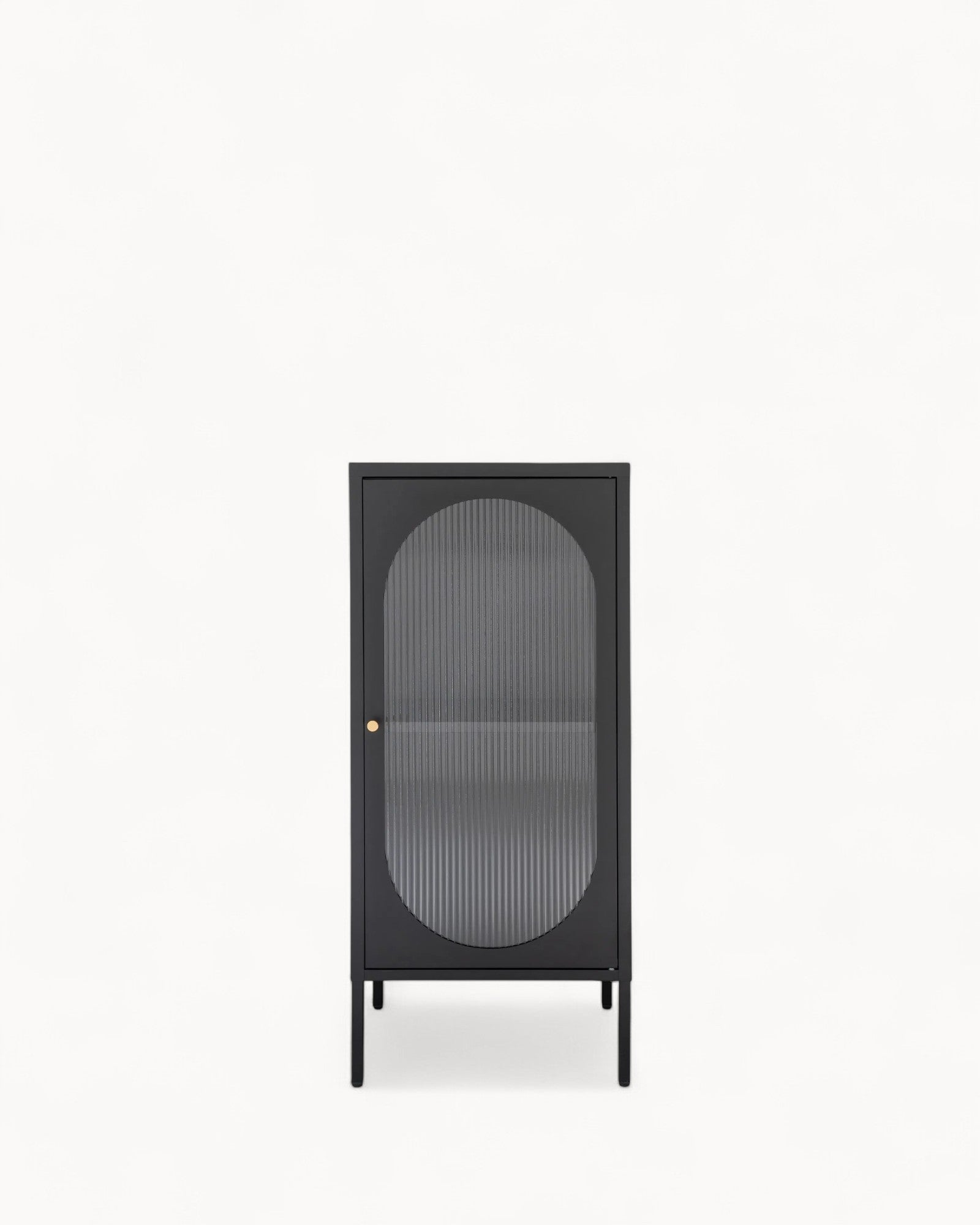 Vitrinenschrank – Modernes Design – Schwarz – Stahl & Glas – 110 cm hoch