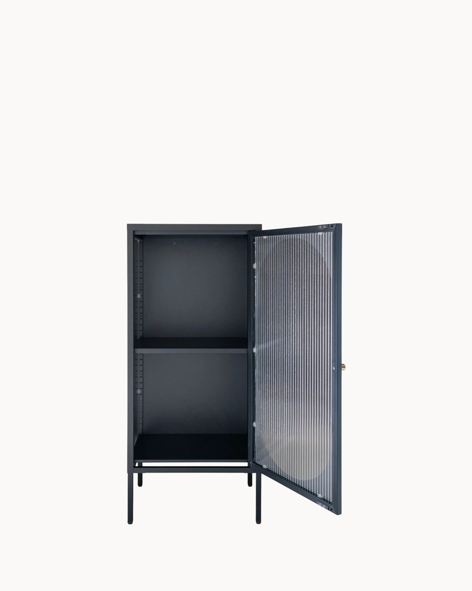 Vitrinenschrank – Modernes Design – Schwarz – Stahl & Glas – 110 cm hoch
