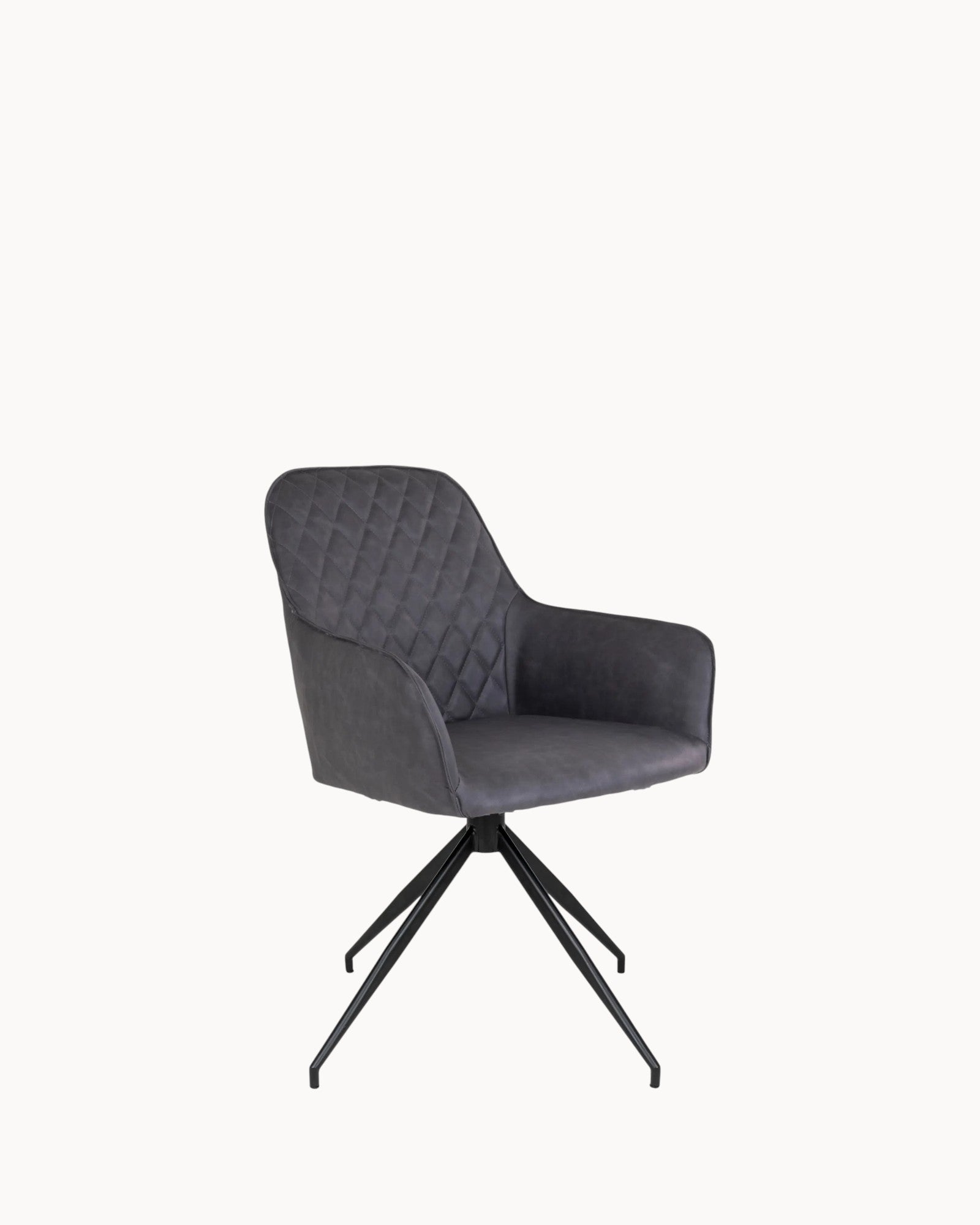 Harbo Dining Chair – Drehstuhl in Dunkelgrau mit schwarzem Metallgestell