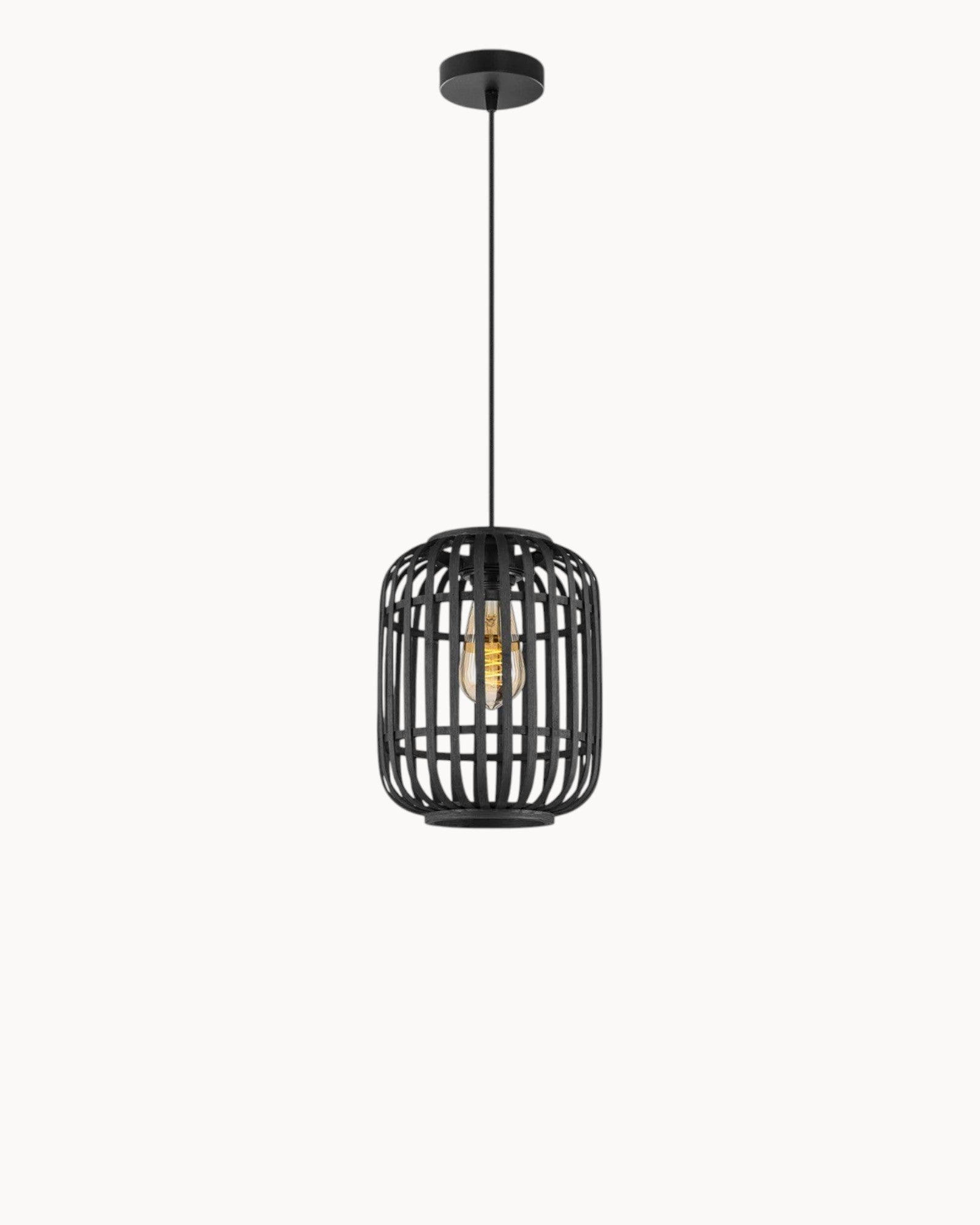 Home Sweet Home Bohemian Pendelleuchte – Schwarzes Bambus-Schirm Ø21,5 x 131 cm