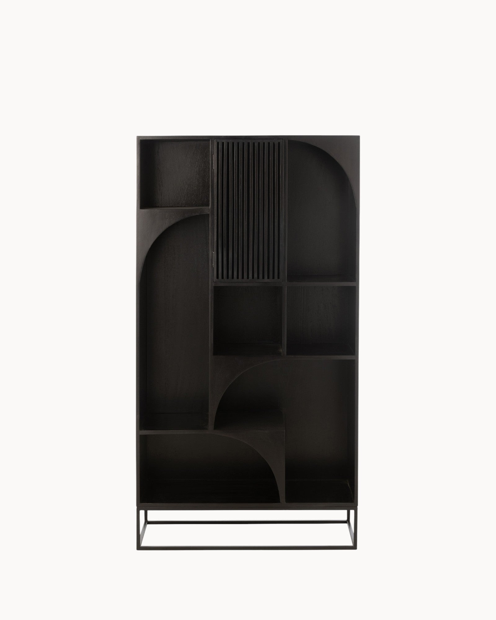 Regal Mode – Mangoholz & MDF Schwarz, 168 cm Hoch