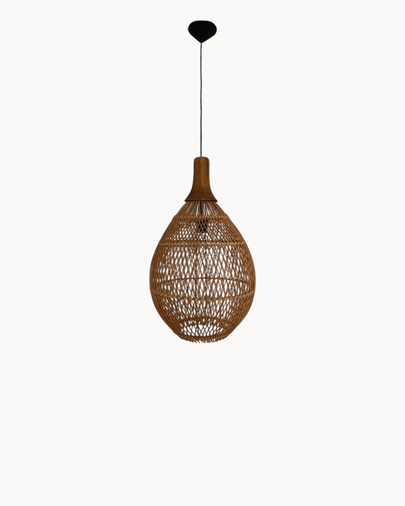 HSM Collection – Pendelleuchte Rattan Teak 35x35x59 cm – E27 Fassung Natur