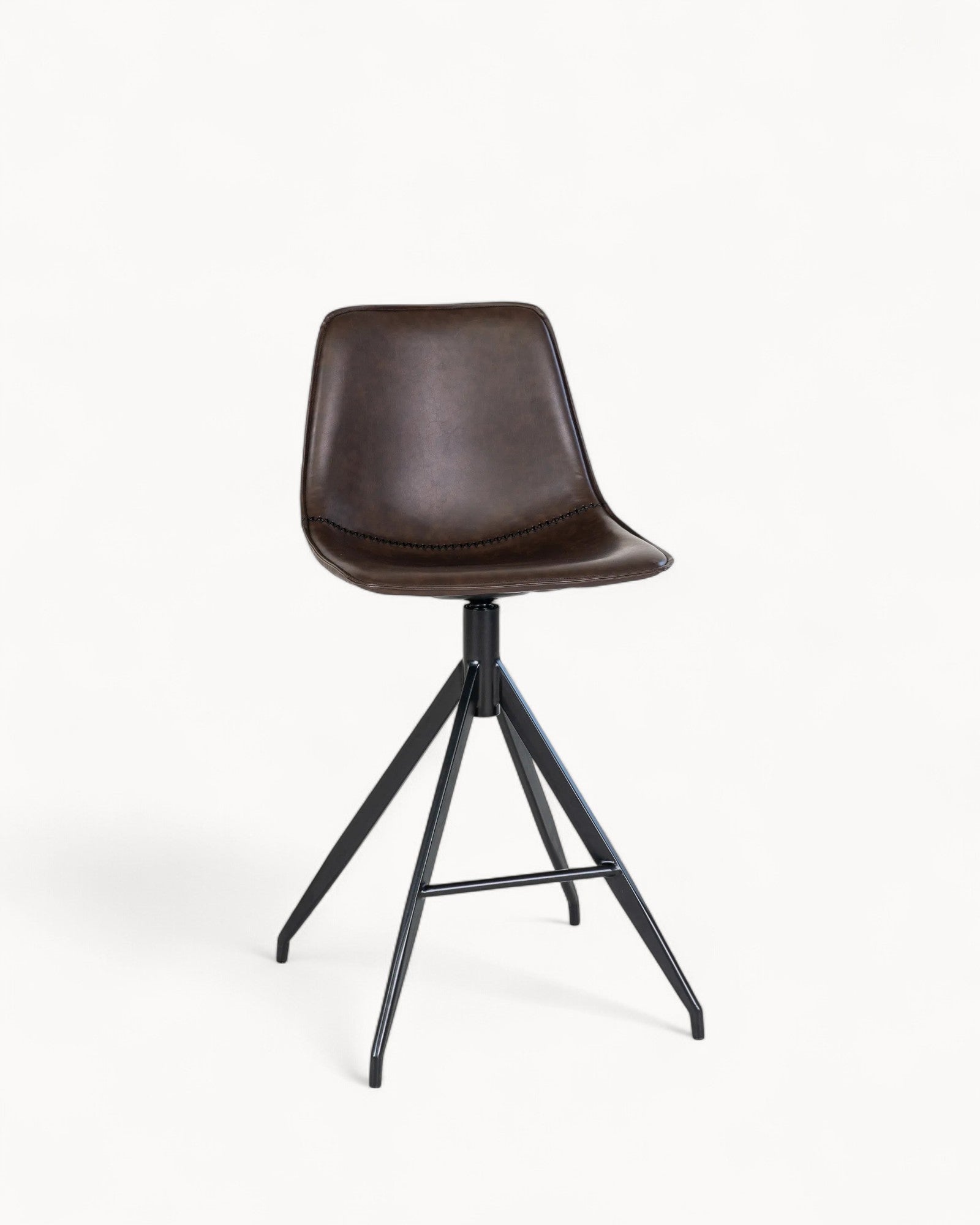 Counterstuhl – Monaco – Braun PU-Leder – Schwarze Metallbeine – 96cm Höhe