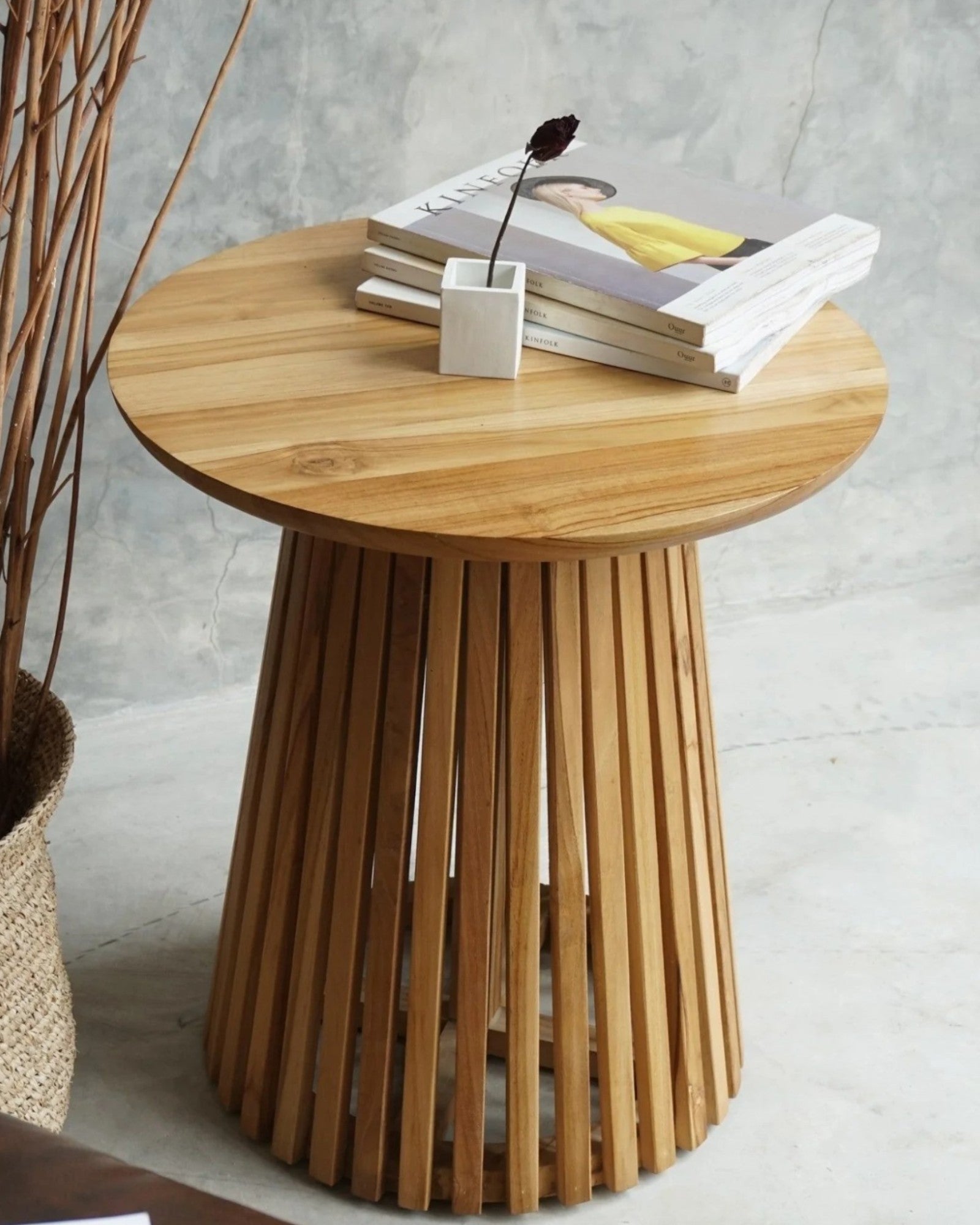 Beistelltisch rund – Eichefurnier natur – ø40x50 cm – Holzdesign