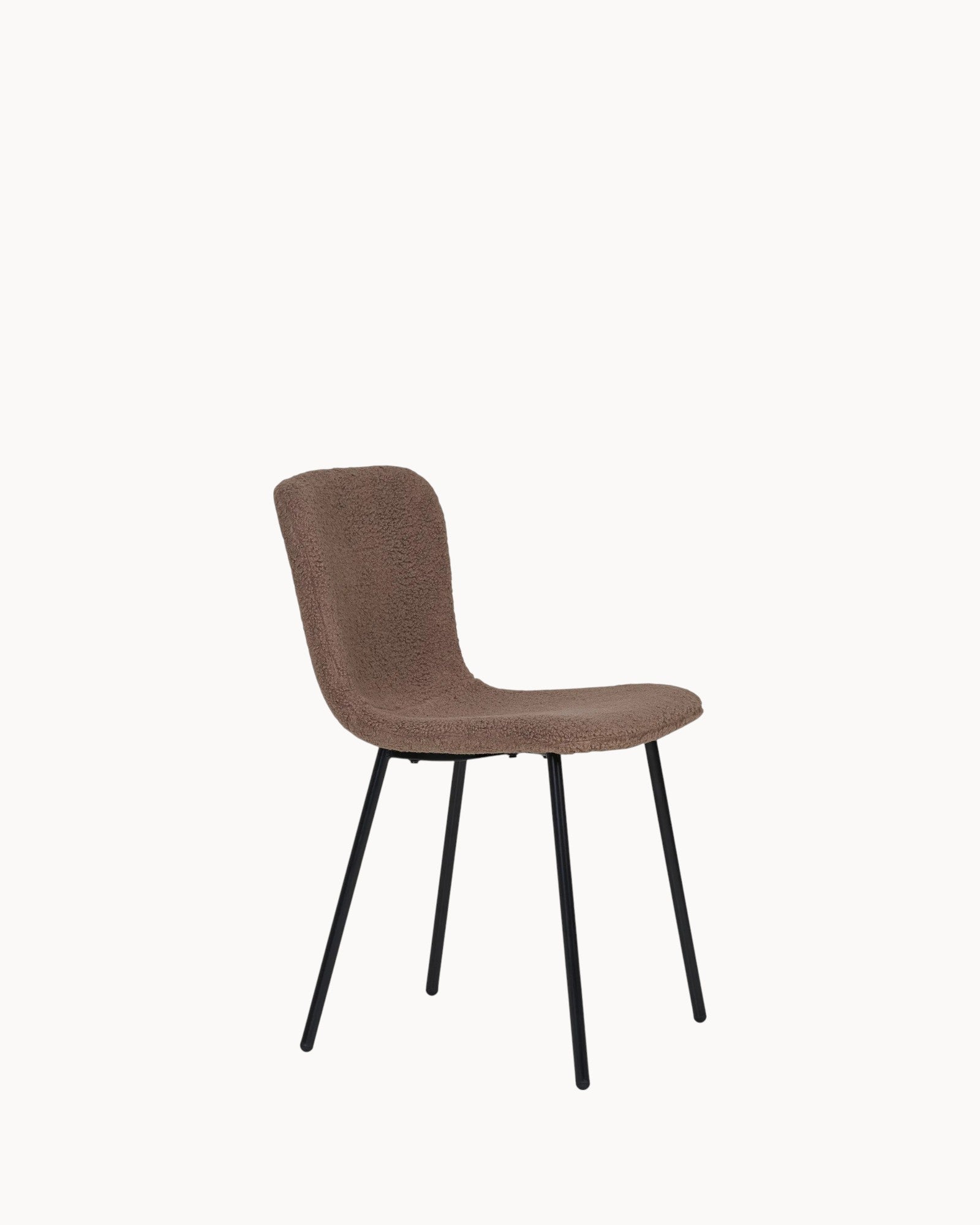 Halden Esszimmerstuhl – dunkelbraunes Kunstfell – 2er-Set – schwarze Beine