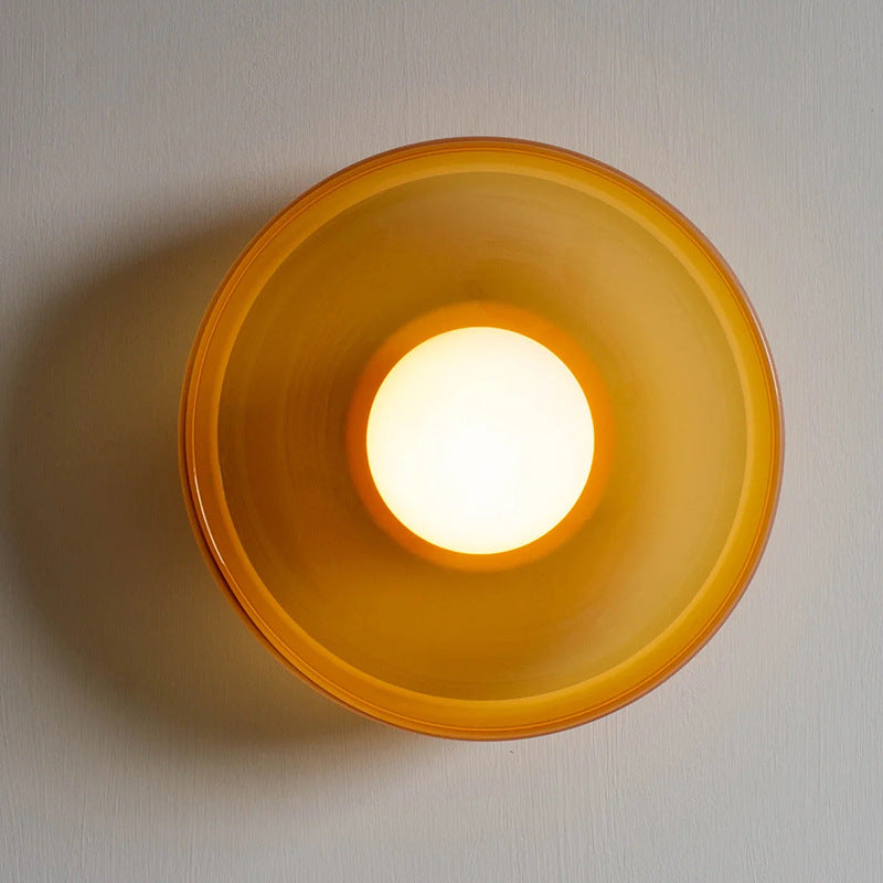 Moderne Deckenleuchte, bernsteinfarbenes Glas, G9 LED, 25/35cm, 220-240V