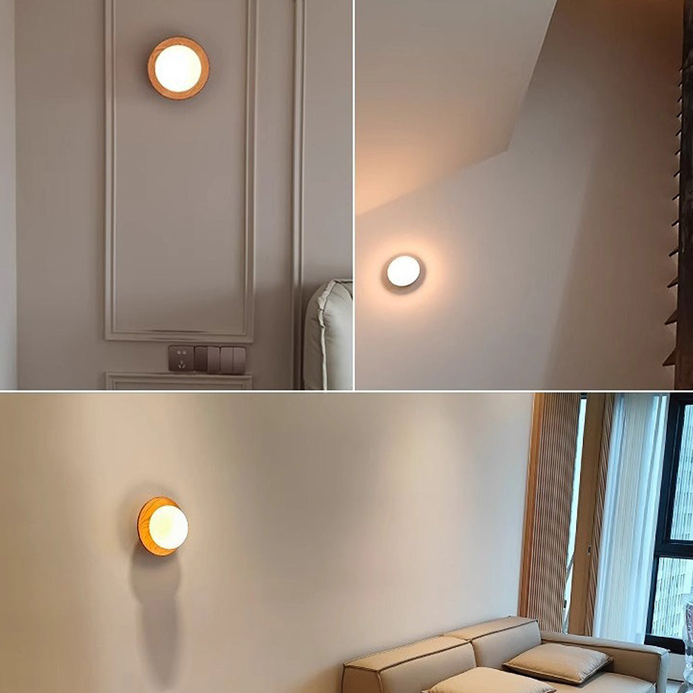Moderne Wandlampe Holzplatte Glas Lampenschirm G9 LED, 110-240V, Frosted Glass, für Küche, Schlafzimmer