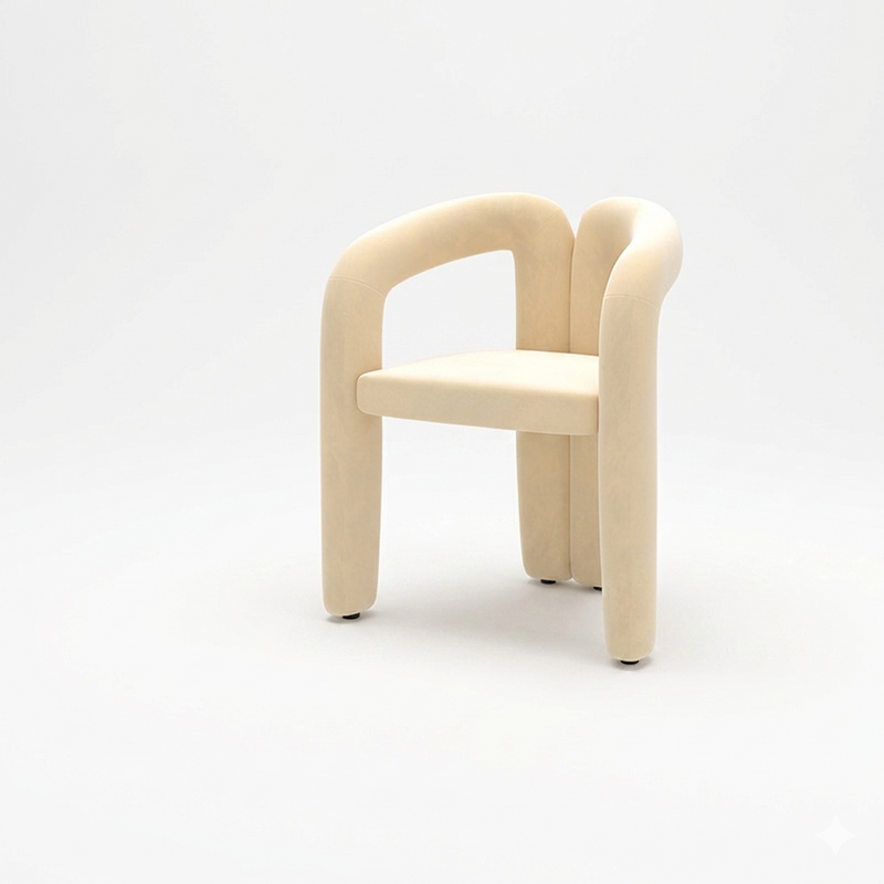 Eleganter Schminkstuhl im cremefarbenen Stil fürs Schlafzimmer