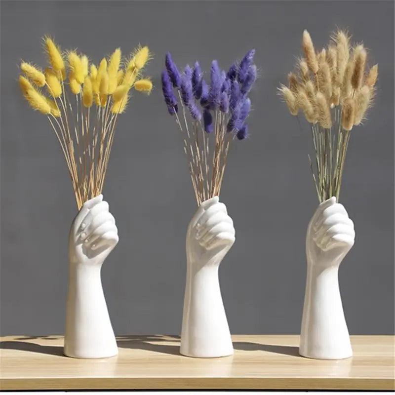 Moderne keramische weiße Hand Vase - Porzellan Tischvase für Home Office Decor & Floral Komposition