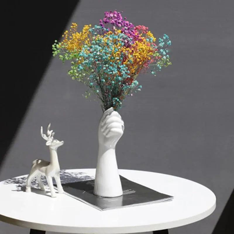 Moderne keramische weiße Hand Vase - Porzellan Tischvase für Home Office Decor & Floral Komposition