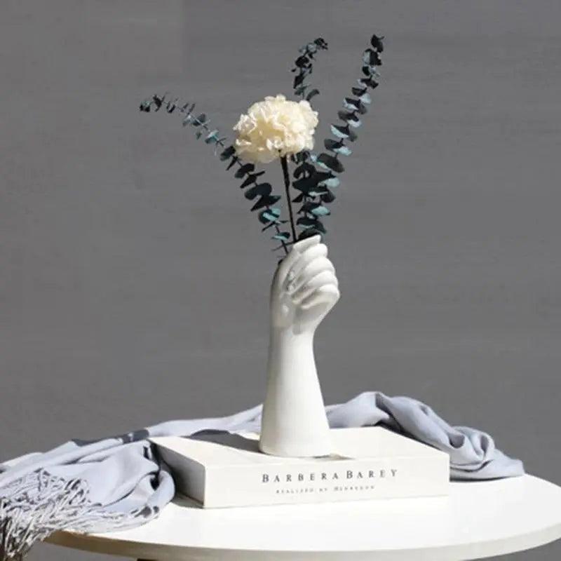 Moderne keramische weiße Hand Vase - Porzellan Tischvase für Home Office Decor & Floral Komposition