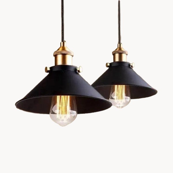 Industrielle Pendelleuchte - Modernes nordisches Design, Schwarz & Gold Finish, E27, LED kompatibel, Metall, Vintage Hängelampe