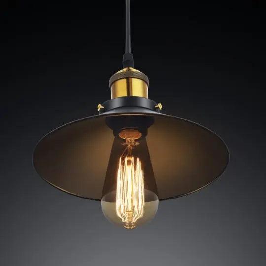 Industrielle Pendelleuchte - Modernes nordisches Design, Schwarz & Gold Finish, E27, LED kompatibel, Metall, Vintage Hängelampe