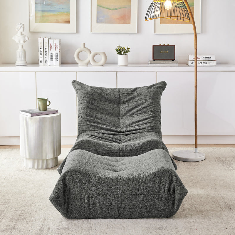 Lazy Sofa Bodenstuhl mit Rückenlehne und Fußhocker