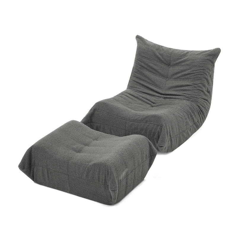 Lazy Sofa Bodenstuhl mit Rückenlehne und Fußhocker