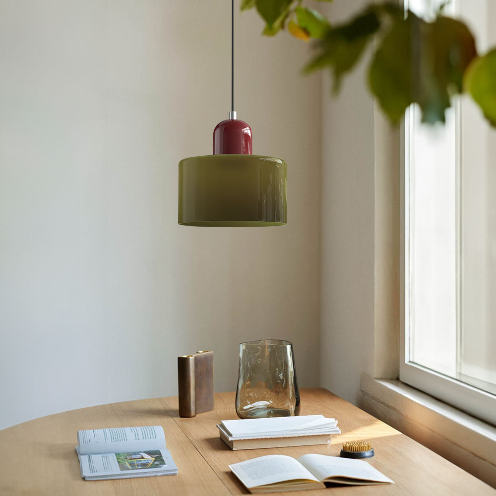 Kleine Glas-Pendelleuchte - LED, Glas/Metall, Max 12W, Druckknopfschalter, E27, CE/UL zertifiziert, moderne Eleganz