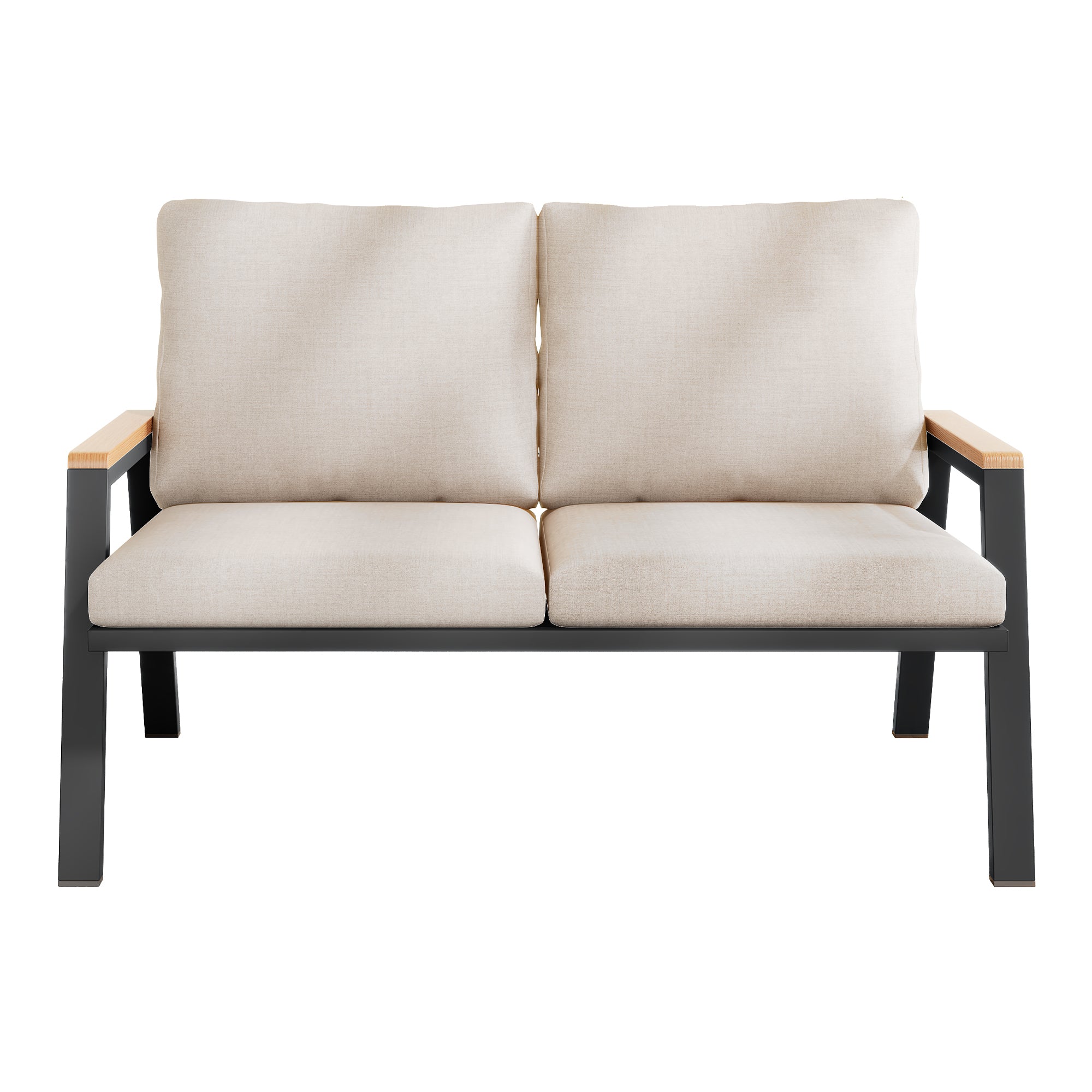 Outdoor 2-Sitzer Sofa – Gartenbank im Industrial Design mit Stahlrahmen und Komfortpolster