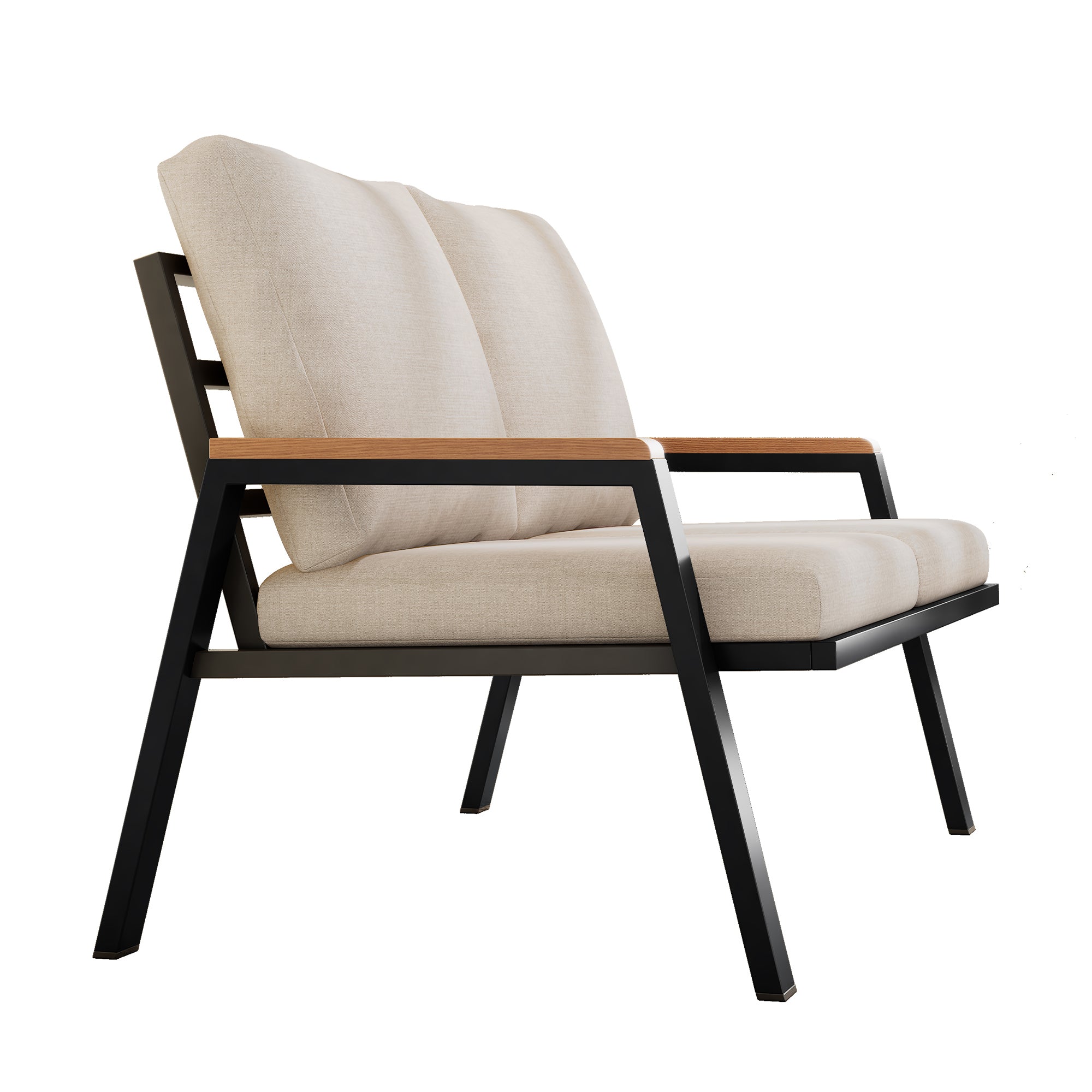 Outdoor 2-Sitzer Sofa – Gartenbank im Industrial Design mit Stahlrahmen und Komfortpolster