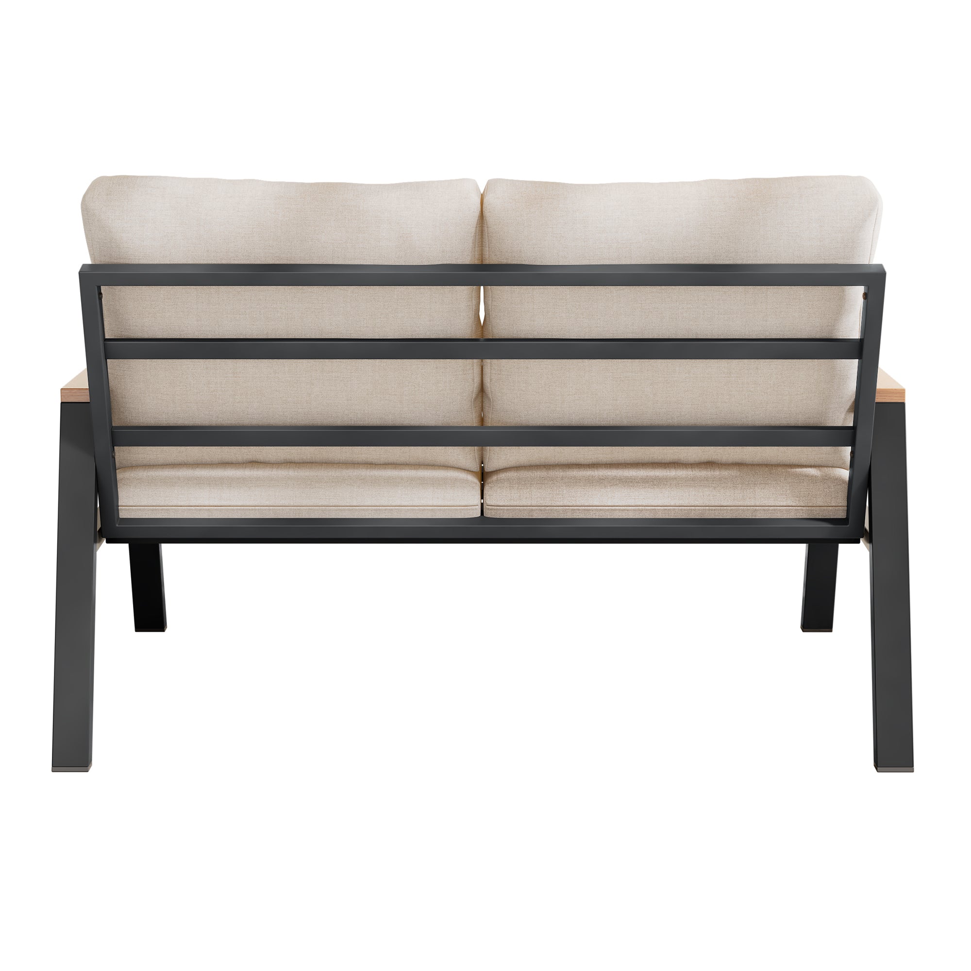 Outdoor 2-Sitzer Sofa – Gartenbank im Industrial Design mit Stahlrahmen und Komfortpolster
