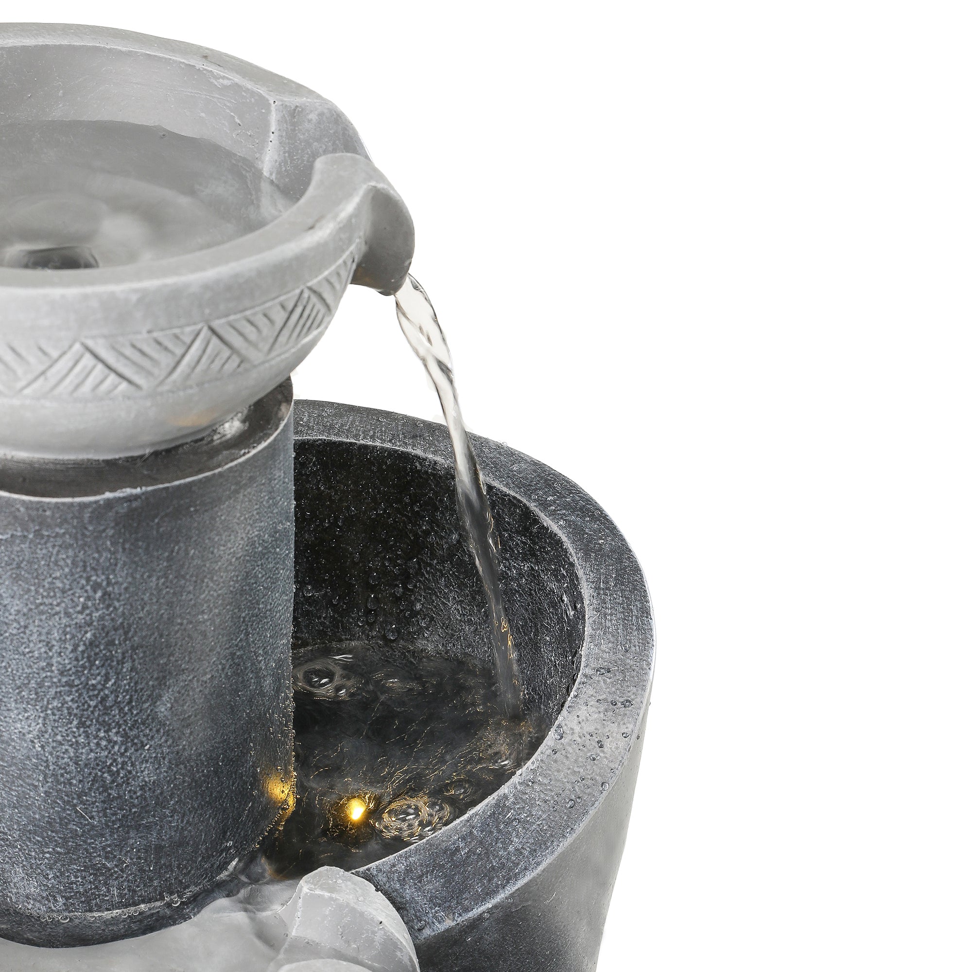 Gartenbrunnen mit LED-Beleuchtung – Dekoratives Wasserspiel mit Pumpe für Garten und Terrasse