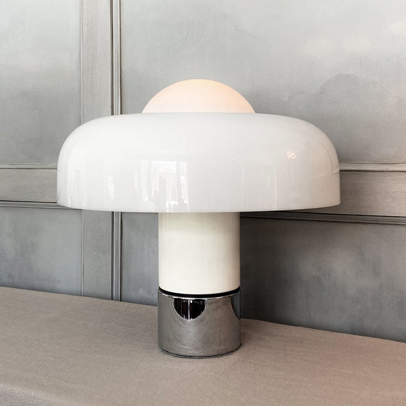 Moderne Pilz Tischlampe – Design Glaslampe mit glänzender Oberfläche