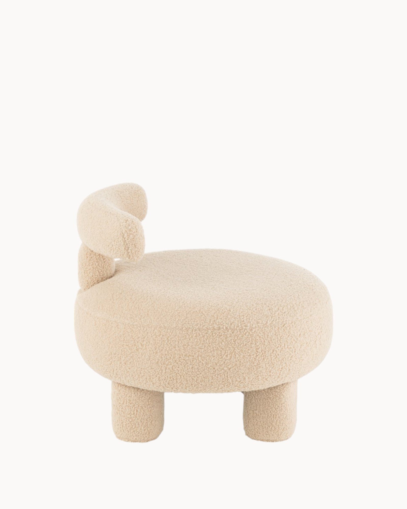 J-Line Hocker rund mit Rückenlehne Bouclé Warm Beige