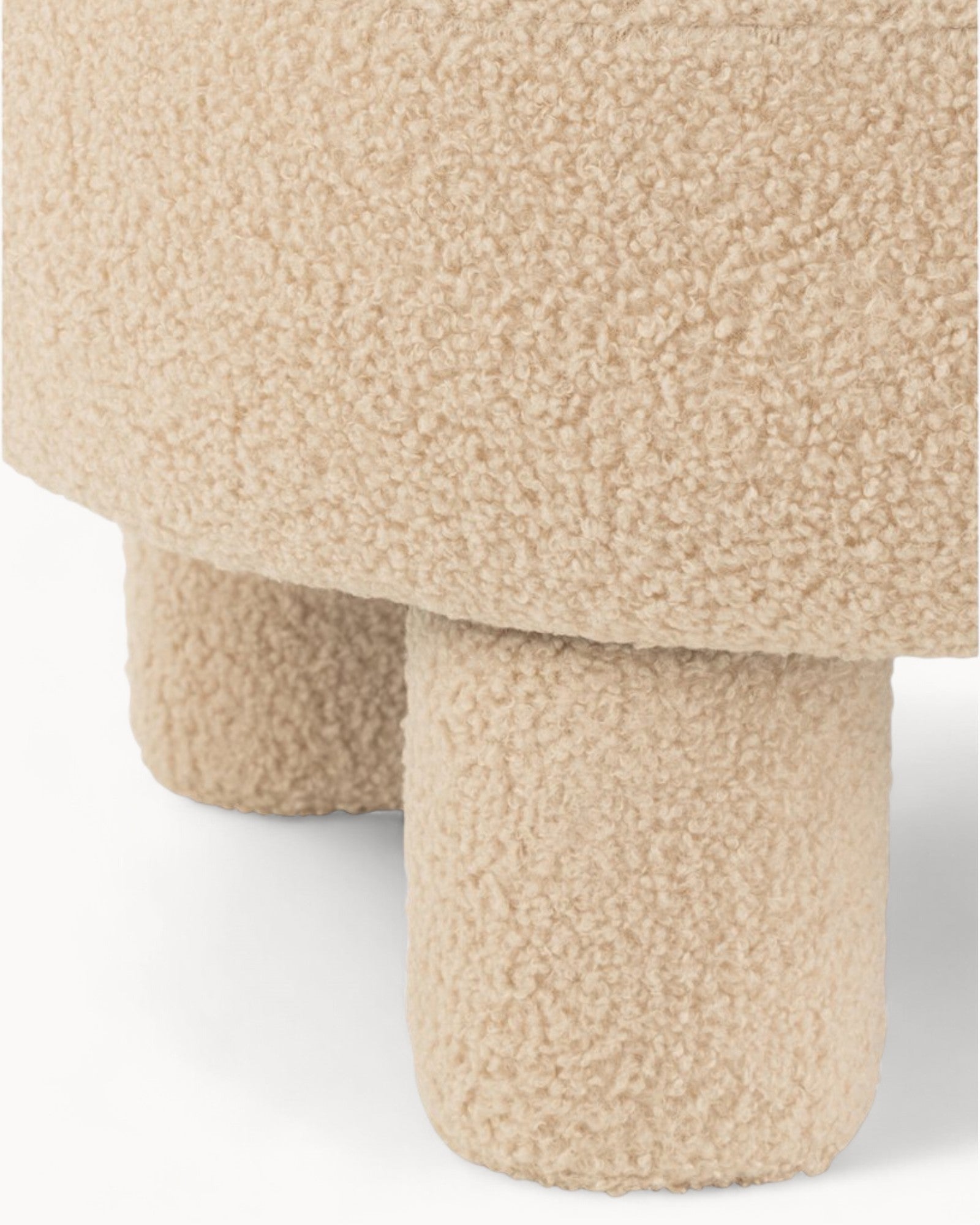 J-Line Hocker rund mit Rückenlehne Bouclé Warm Beige