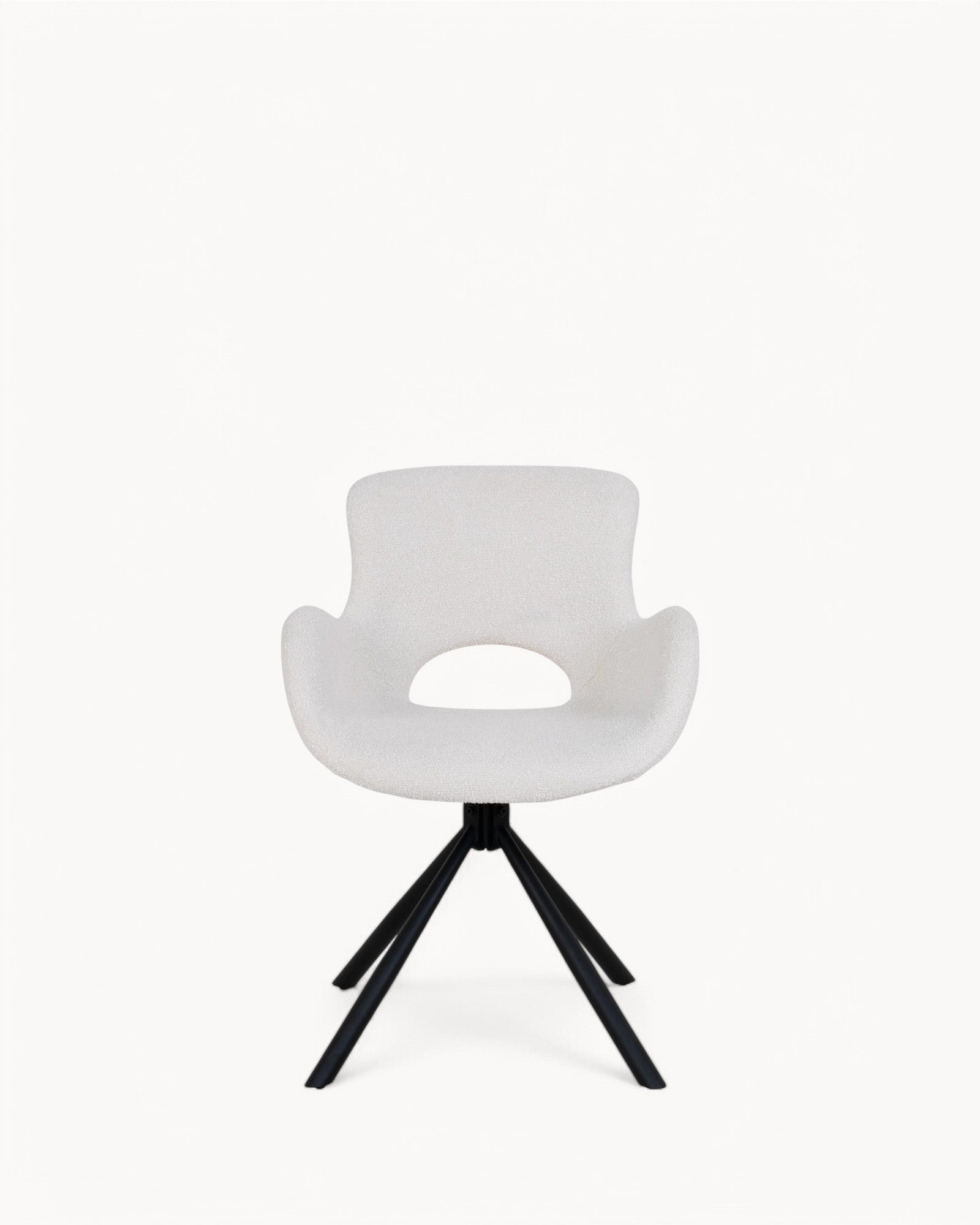Amorim Stuhl, 2er-Set – drehbar, Bouclé Off-White, Metallbeine, 82,5 cm