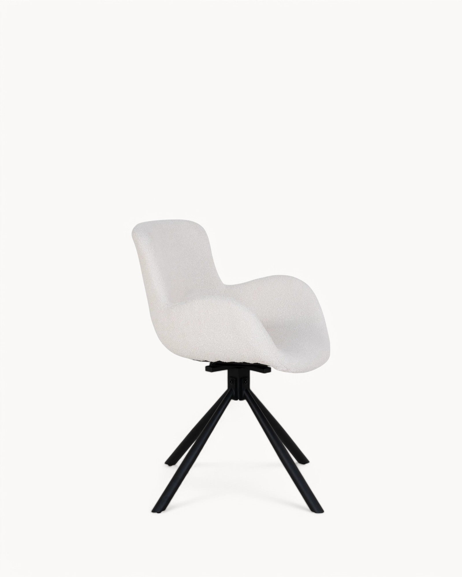 Amorim Stuhl, 2er-Set – drehbar, Bouclé Off-White, Metallbeine, 82,5 cm