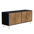 Modernes Sideboard mit Strukturfront und goldenen Akzenten