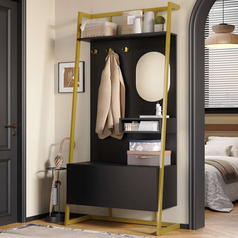 Moderne Kompaktgarderobe mit Spiegel & Stauraum