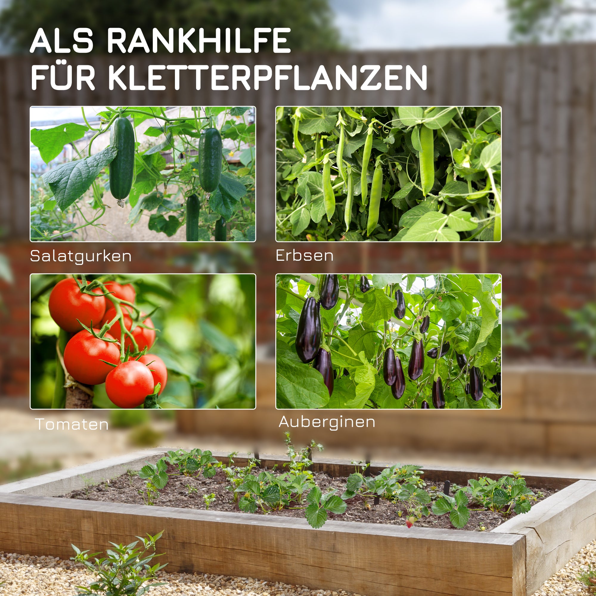 Verstellbares Rankgitter mit Netz – Stabiles Pflanzenspalier für Garten und Hochbeet