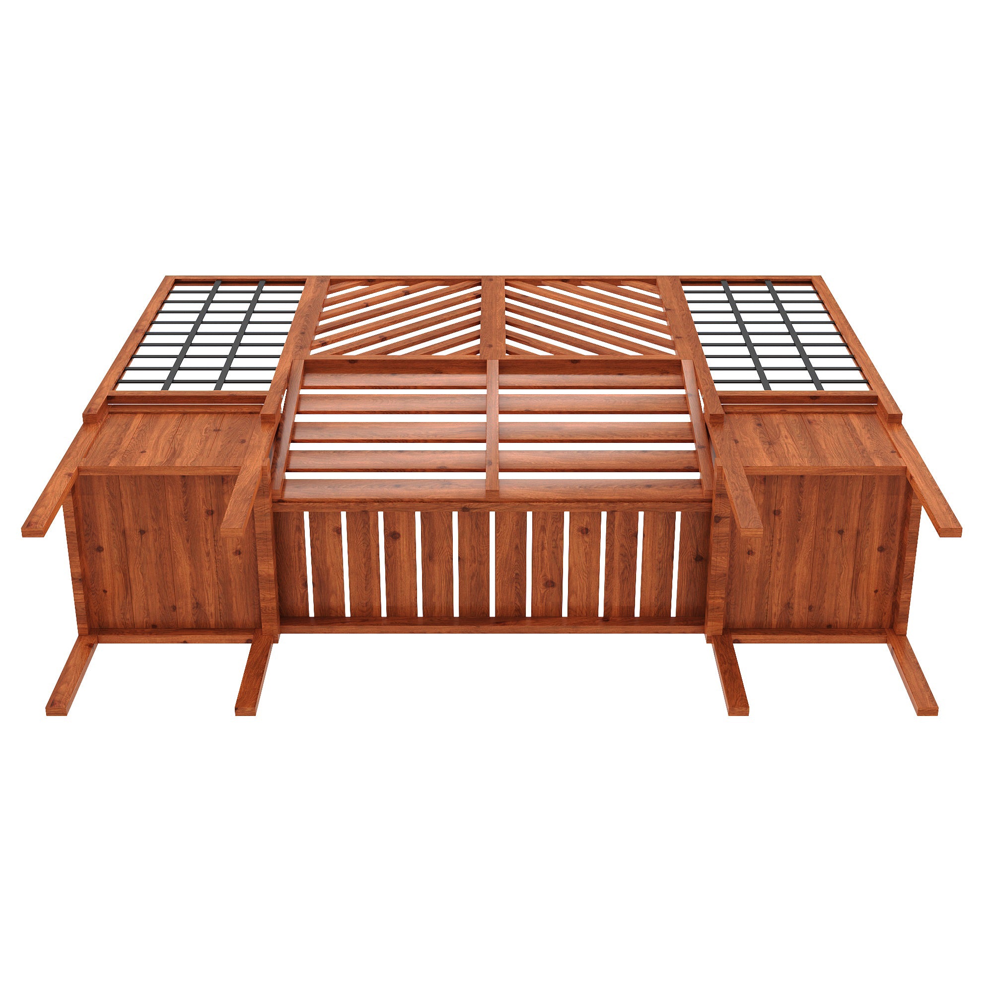Pflanzkübel mit Spalier und Sitzbank – Massivholz Pflanzkasten für Garten und Terrasse