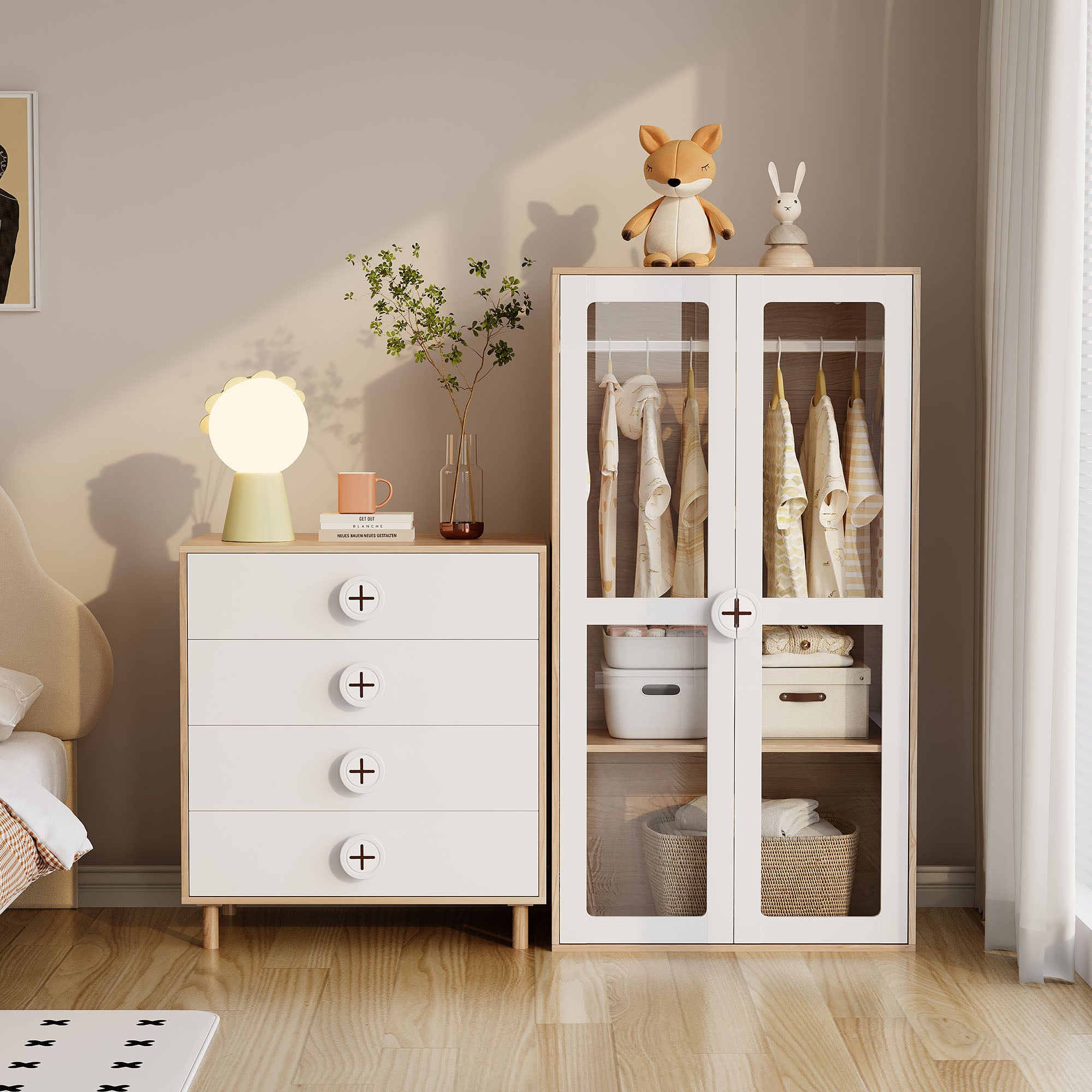 Moderner Nachtschrank mit 4 Schubladen in