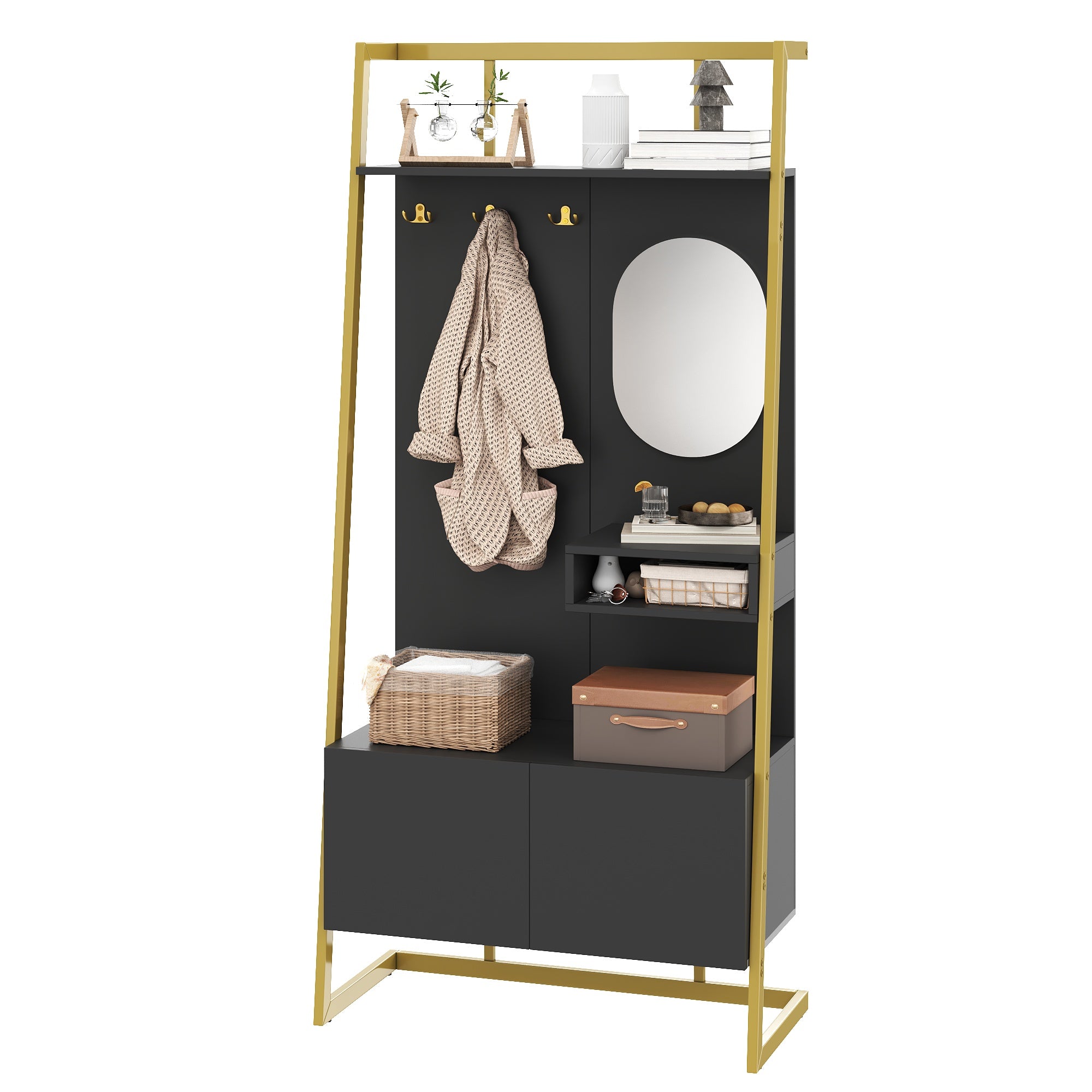 Moderne Kompaktgarderobe mit Spiegel & Stauraum