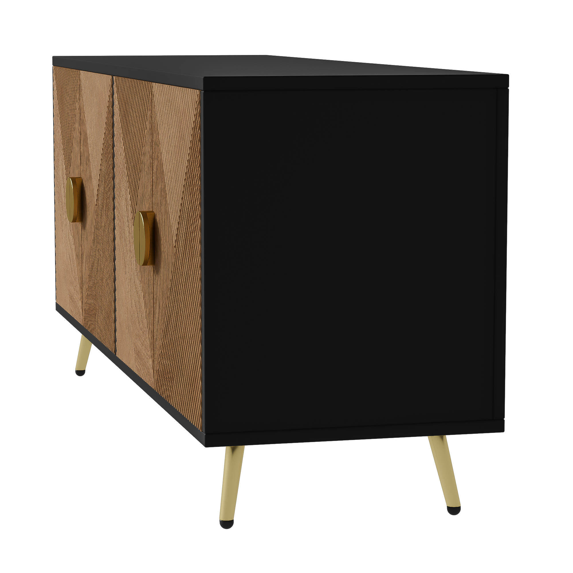 Modernes Sideboard mit Strukturfront und goldenen Akzenten