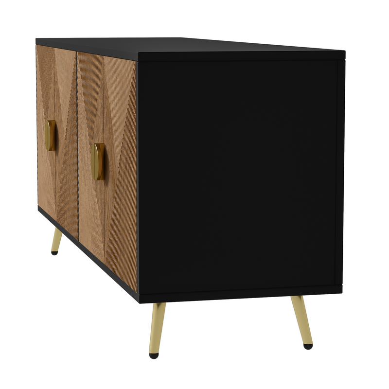 Modernes Sideboard mit Strukturfront und goldenen Akzenten