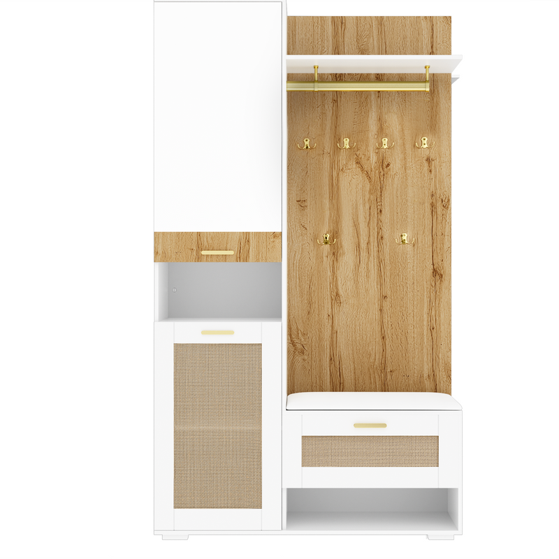 Modernes Garderoben-Set mit Spiegel, LED-Beleuchtung & Sitzbank