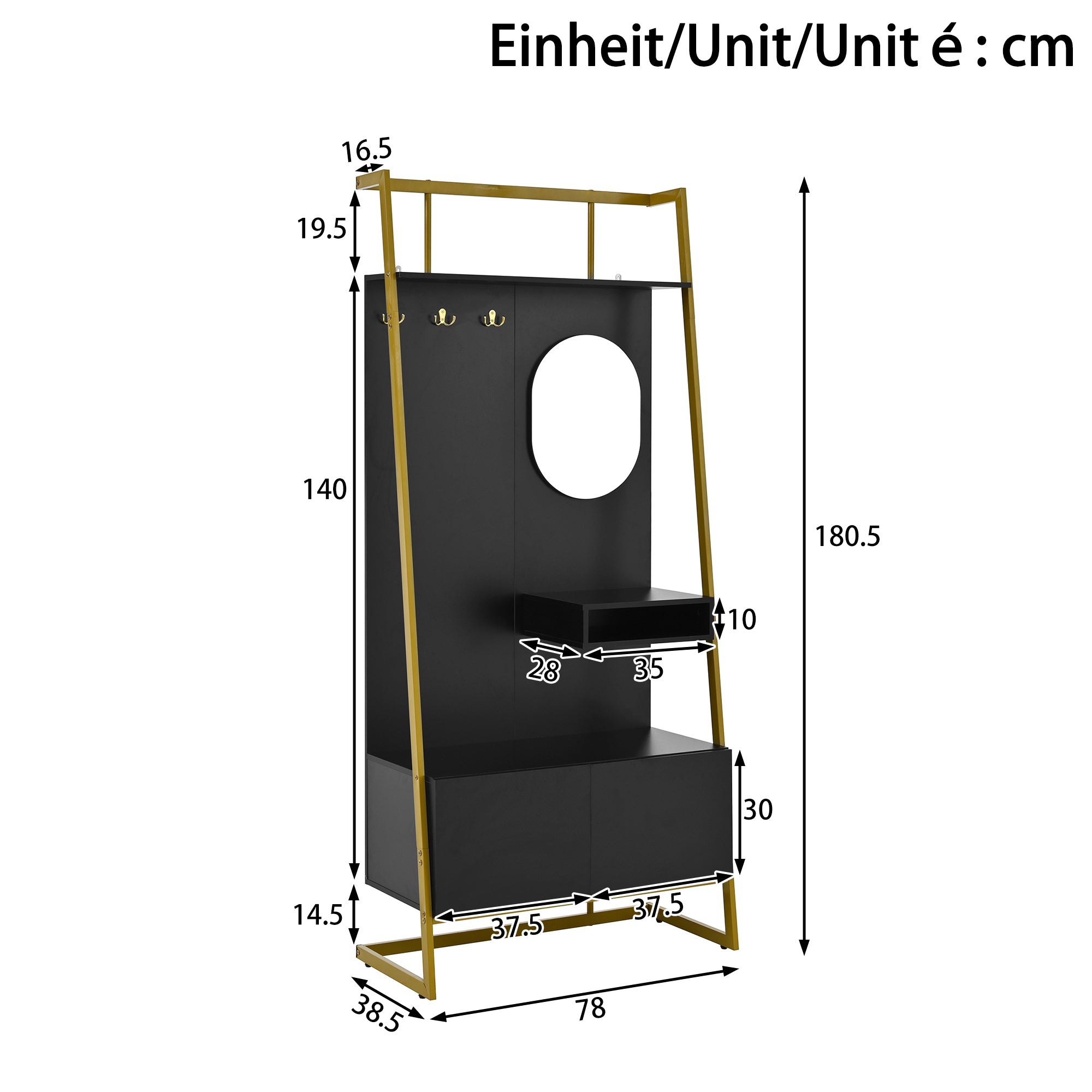 Moderne Kompaktgarderobe mit Spiegel & Stauraum